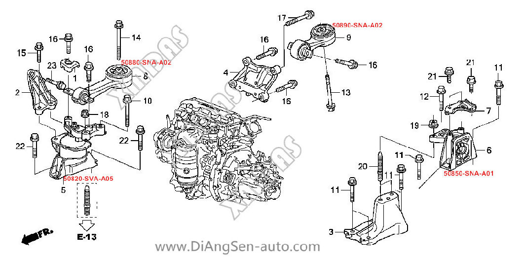 Car/Auto Rubber Parts Engine Motor Mount for Honda Civic (50820-SVA-A05)