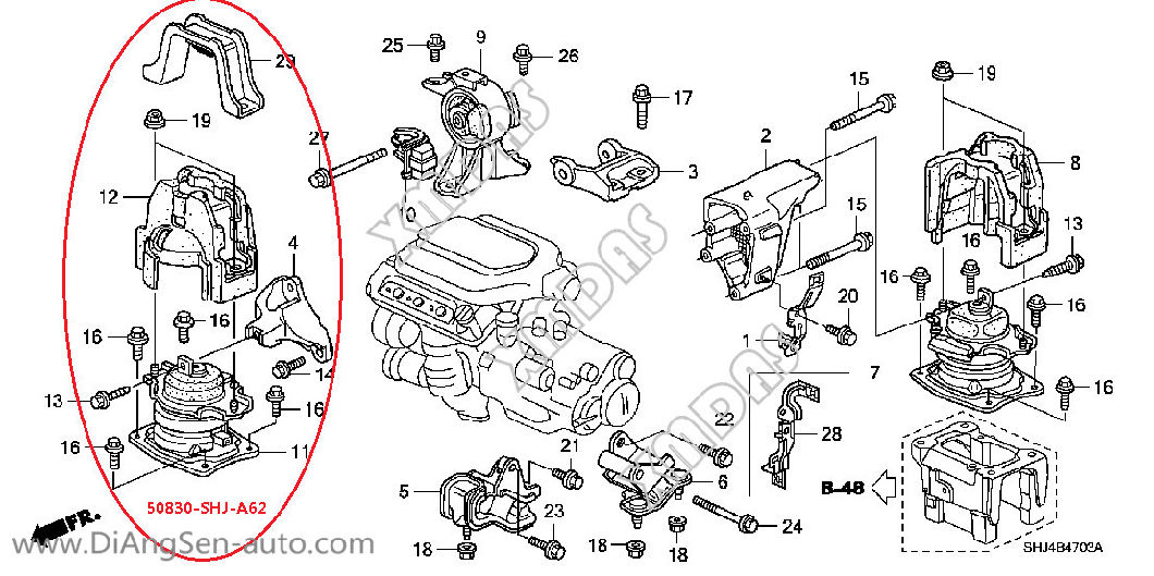 Car Engine Rubber Motor Mounting for Honda Odyssey (50830-SHJ-023, 50830-SFY-023)